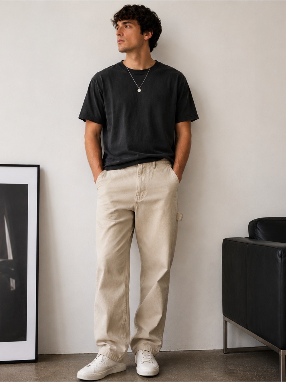 Zara Men’s Khaki Utility Carpenter Pants